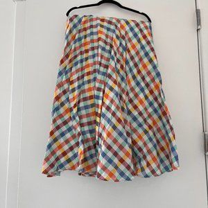 Anthropologie Rainbow Gingham Skirt